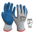 Latex Crinkle Coated Gloves White/Blue, Large, 7 Gauge 12 Pair Pack